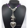 Leather Chain Alloy Heart Beads Necklace (XJW13783)